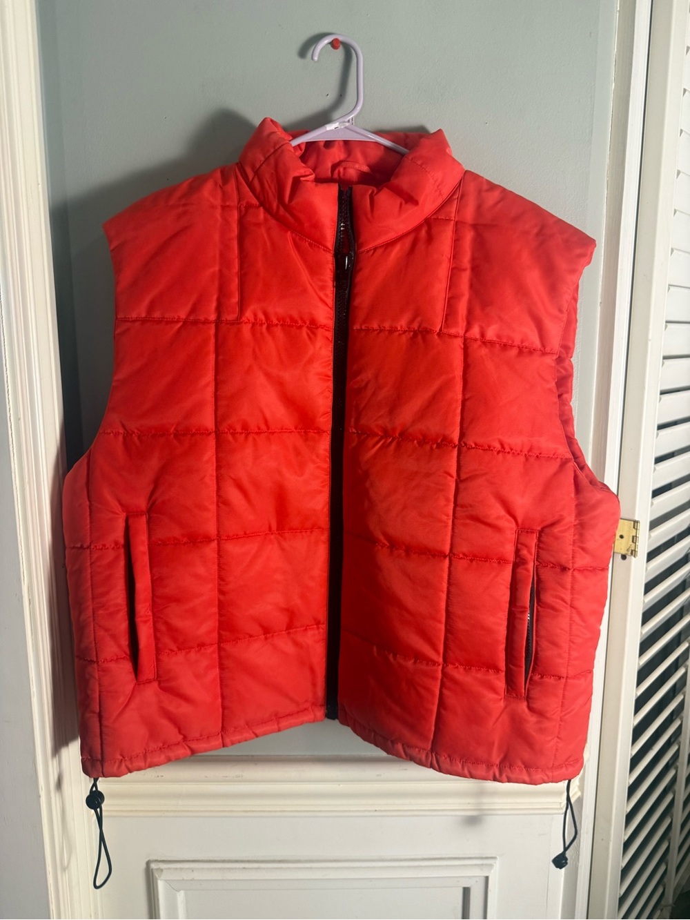 Vintage GAP Puffer Vest XL Red Orange Quilted Drawstring Y2K 90s